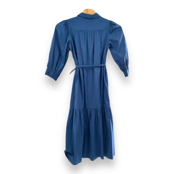 Donna Morgan Women's Collared 3/4 Sleeves Wrap Shirt Dress Navy Size 12 NWT - Picture 2 of 6